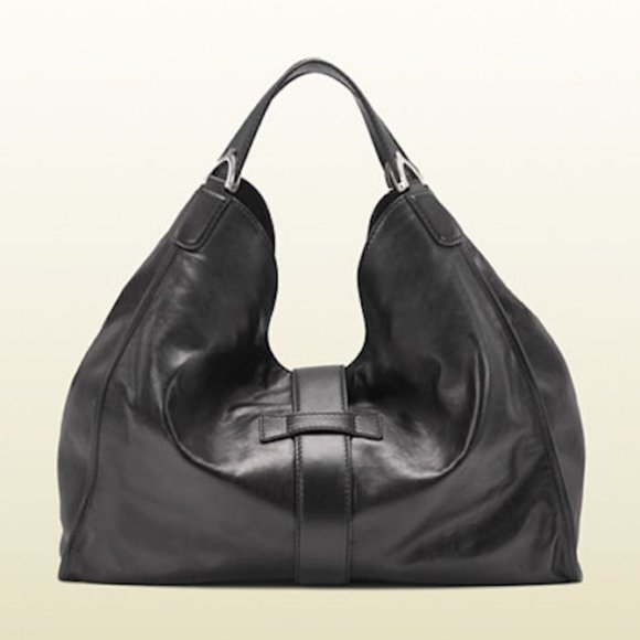 NWT Gucci Black Soft Stirrup Washed Leather Shoulder Bag - Picture 2 of 8